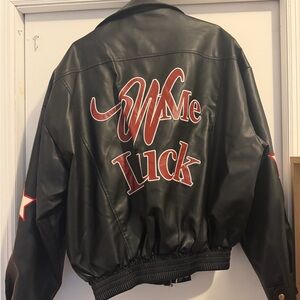 Wish me luck leather bomber